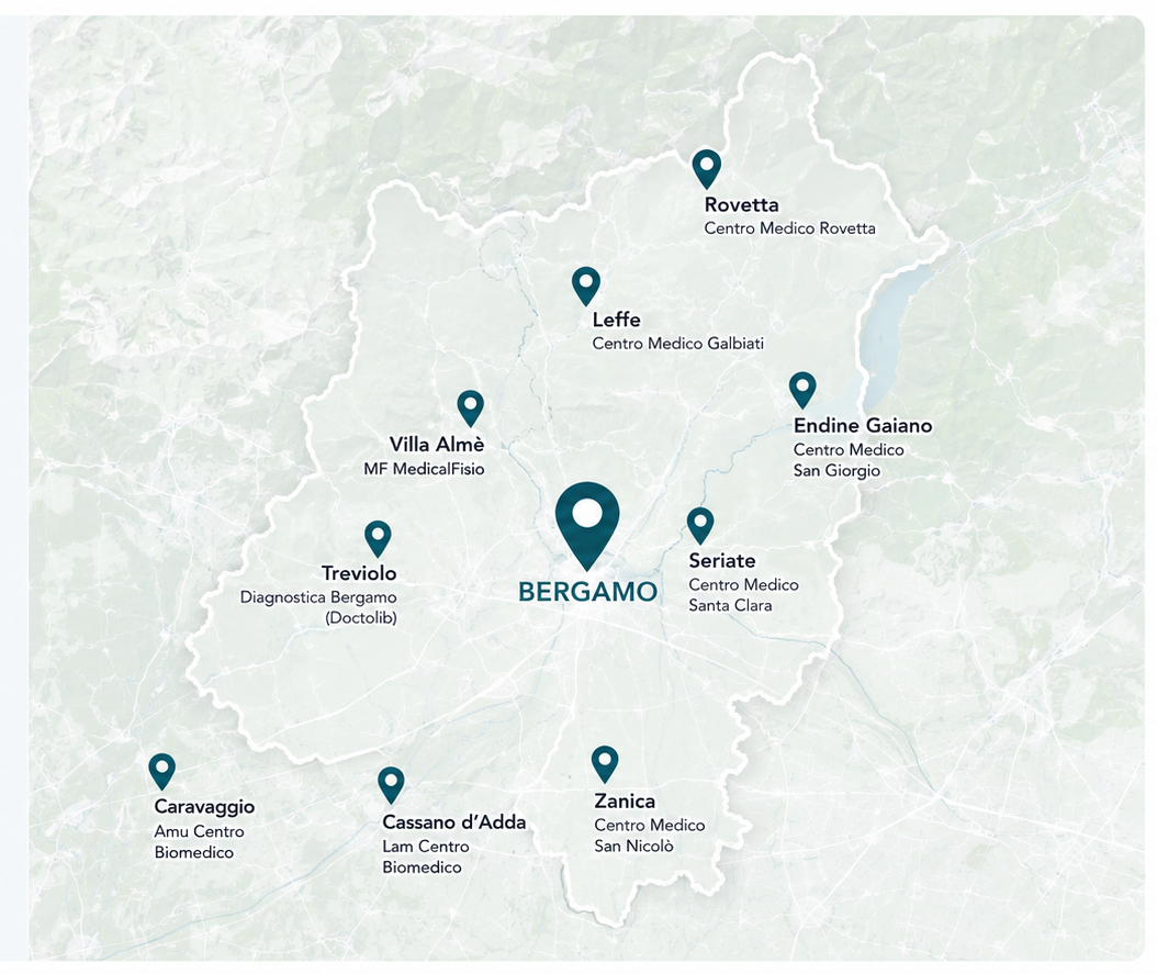 Mappa delle sedi della Dott.ssa Marianna Messa in provincia di Bergamo